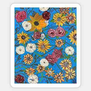 Flowers on Blue Sticker